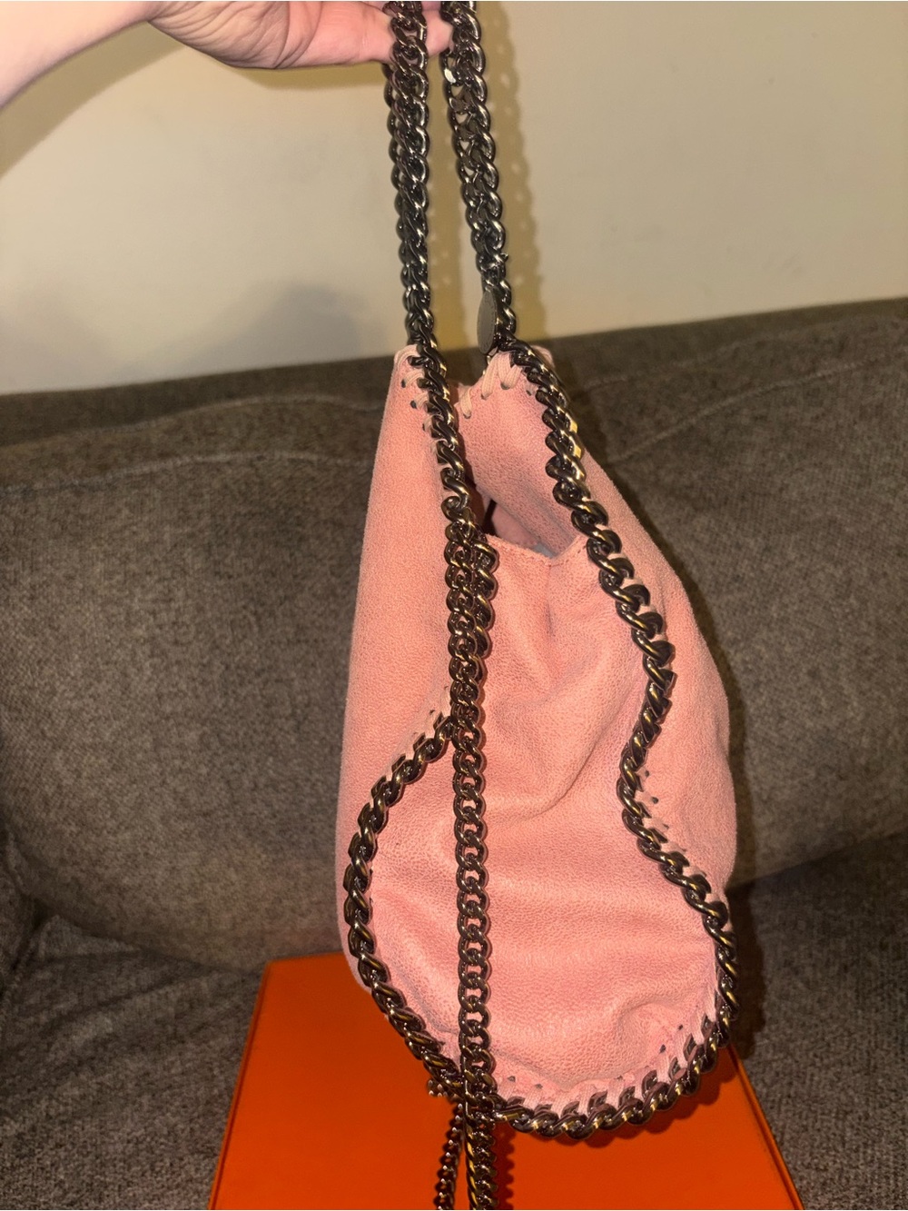 Stella McCartney Blush Pink Suede-Look Chain Shoulder Bag mini - Picture 14 of 15